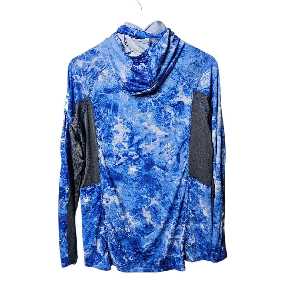 Magellan Outdoors Pro Blue Marble Camo Fishing Hoodie Shirt - Picture 4 of 4